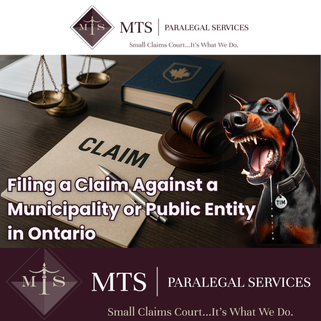 public entity claim Ontario