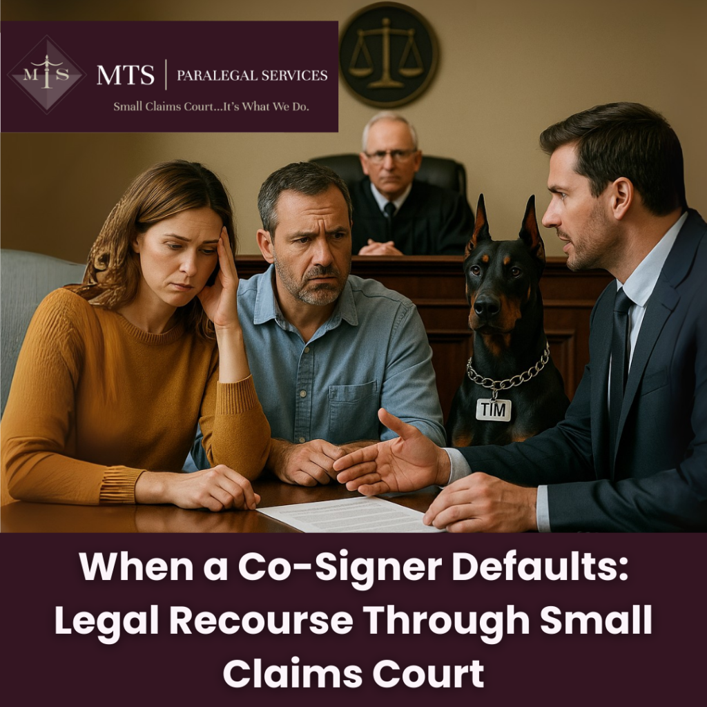 Co-signer default, Small Claims Court
